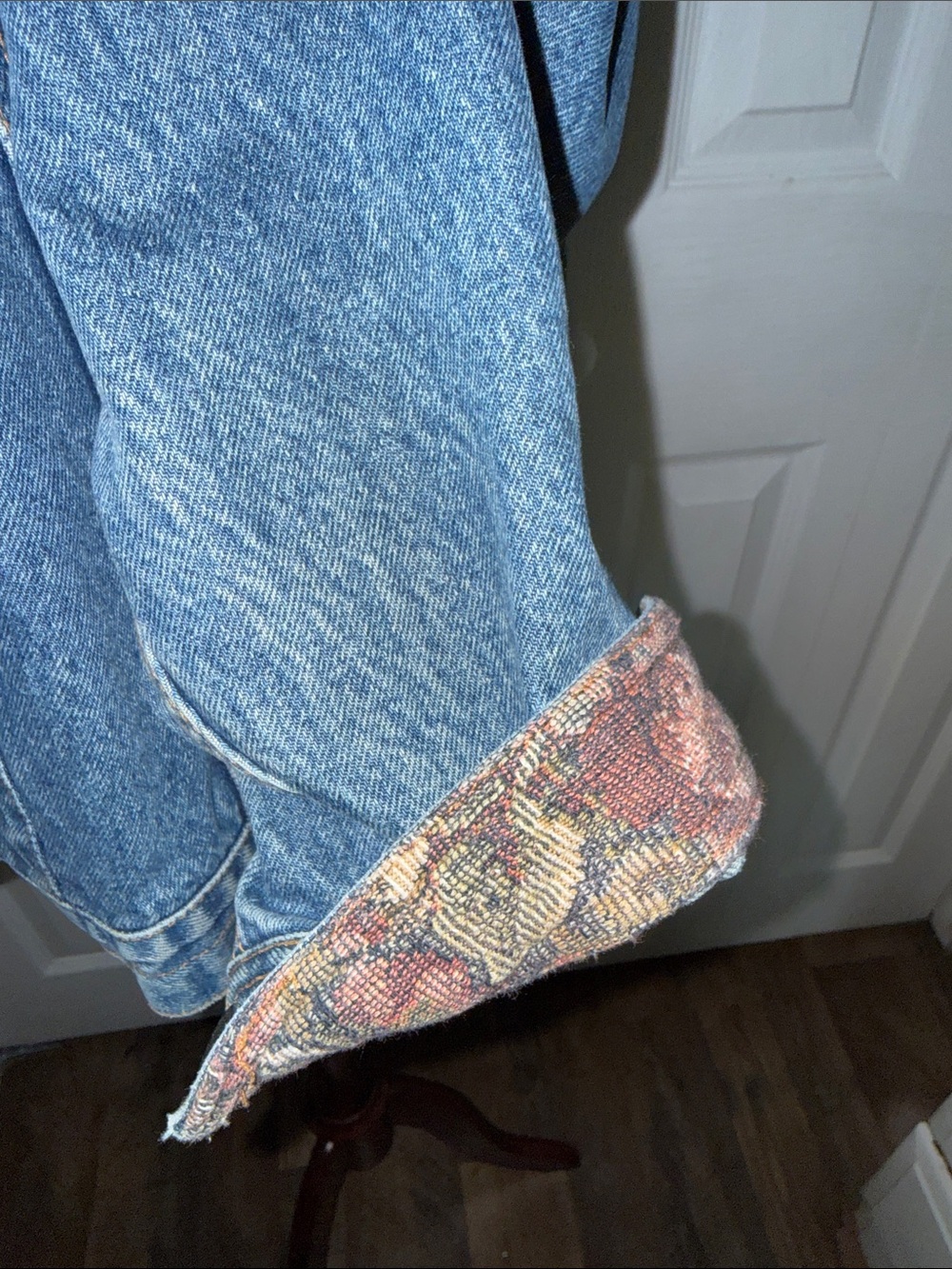 Vintage GAP Blue Denim Bomber Jacket with Patterned Collar Sz M - Picture 7 of 9